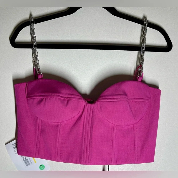 Guiseppe Di Morabito | Fuchsia Pink Bustier | Rhinestone Chain & Boning | IT 44 - Picture 2 of 9